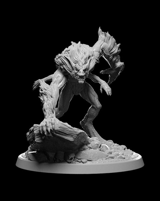 Demongloth, a multi-limbed demon with a snarling face, standing on a rocky base with skulls scattered around.