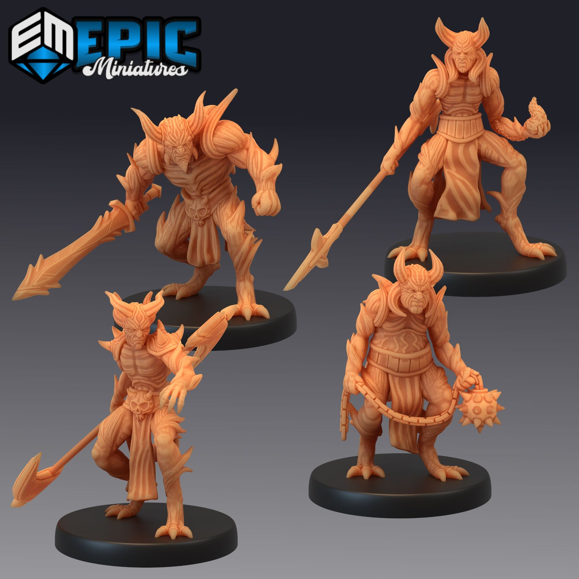  The Devil Army miniatures draw inspiration from the brutal Horned Devils of D&D lore. These fiendish enforcers are clad in spiked armor and wield heavy weapons like swords, flails, and spears.