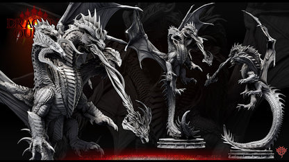 Dragon Queen's five heads and upper body, showing snarling expressions, sharp horns, and layered scales.