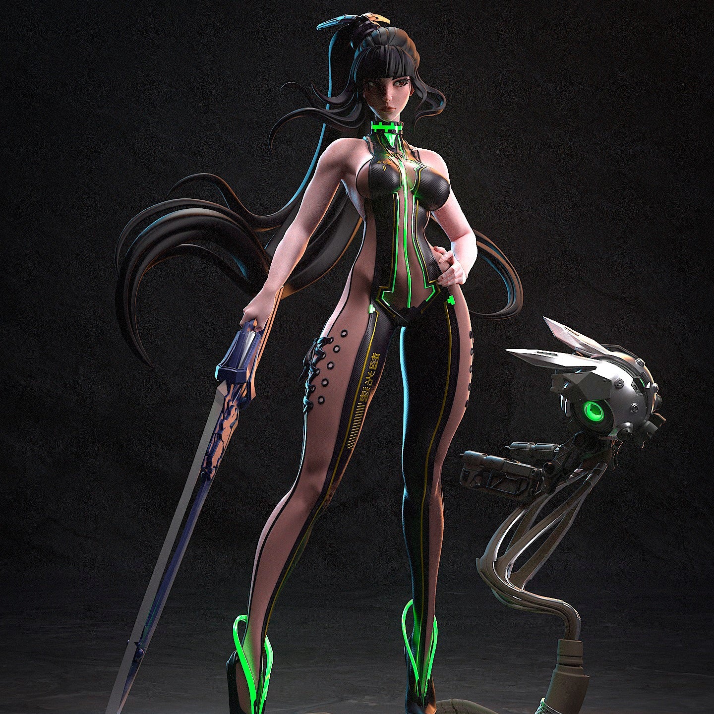eve stellar blade 1:8 scale figure painted sci fi heroine energy blade exosuit long hair drone companion collectible statue dm minis