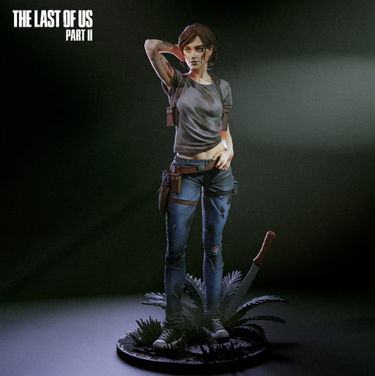 Ellie The Last of Us Part II 1:6 scale figure front view survivor stance pistol holsters machete base post apocalyptic video game collectible