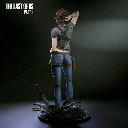 Ellie The Last of Us Part II 1:6 scale figure rear view crossed shoulder harness tattoo detail survivor outfit post apocalyptic game collectible