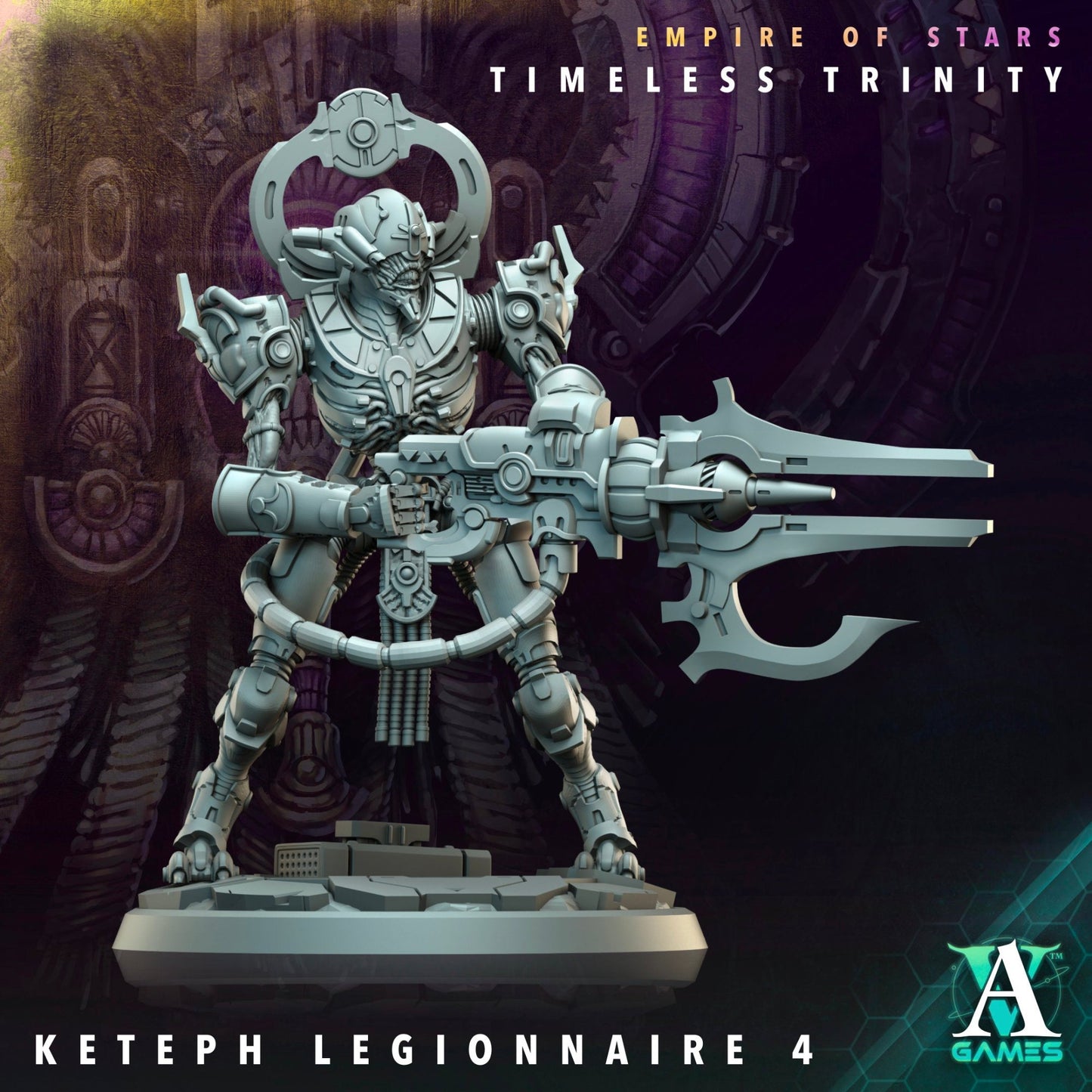 A sci-fi miniature of Keteph Legionnaire 4 with intricate mechanical details.