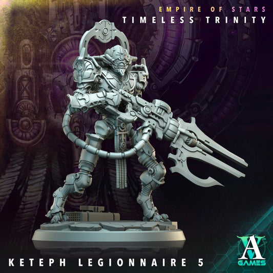 Front view of Keteph Legionnaire 5, emphasizing its armored build and weapon.