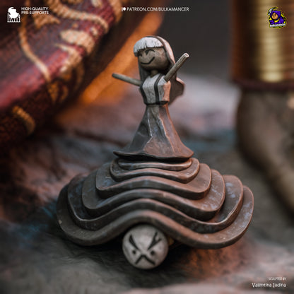 Esquie Expedition 33 collectible painted render, front view, displaying armor, sword, dagger, and scenic base.