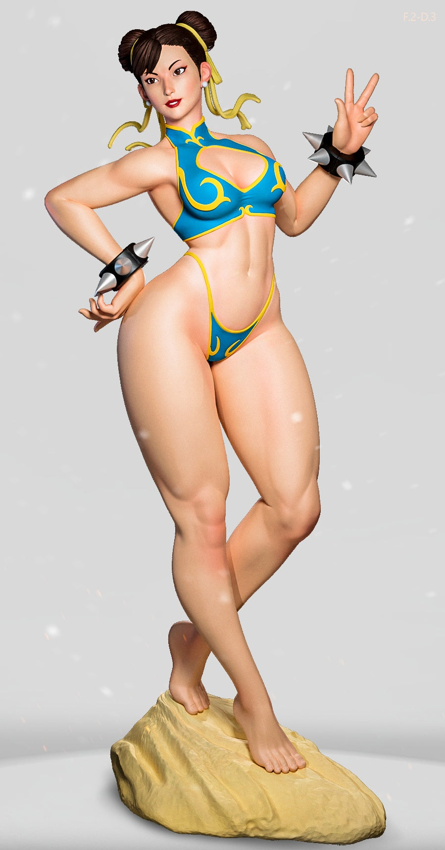 Chun-Li collectible figure with peace sign and alternate outfit pieces, Street Fighter 1:6 scale statue.