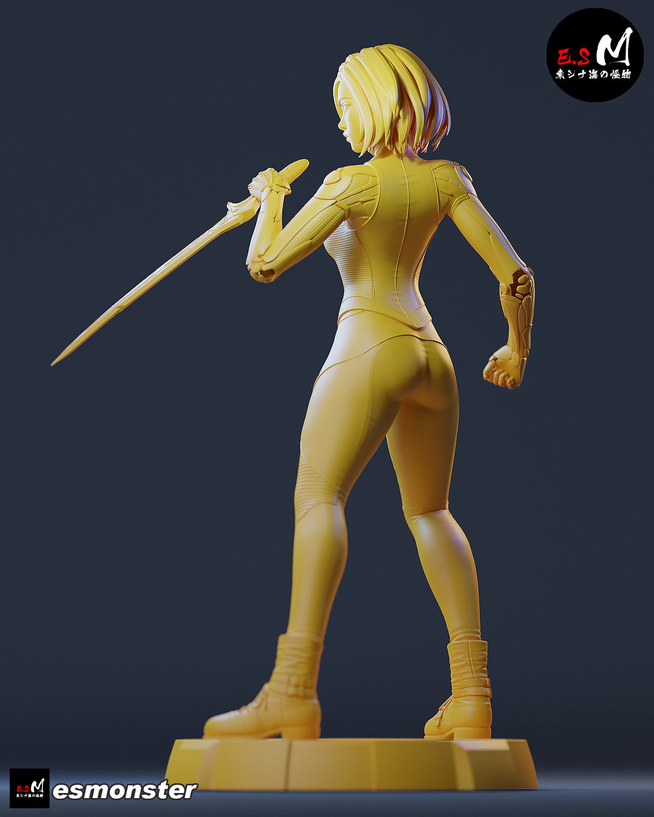 Alita Battle Angel 1:6 scale figure rear view battle pose short hair cybernetic body collectible