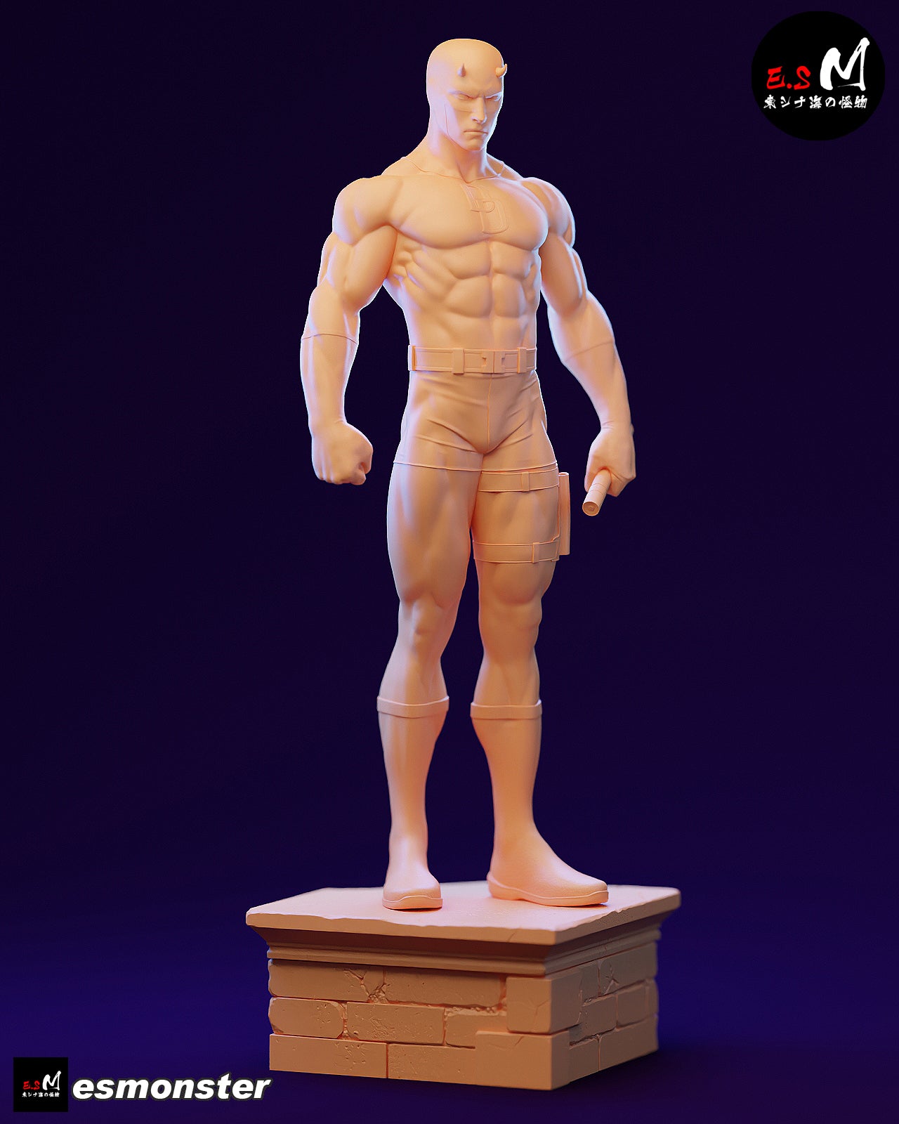 Daredevil Marvel Comics 1:6 scale figure standing pose billy club in hand cracked stone base