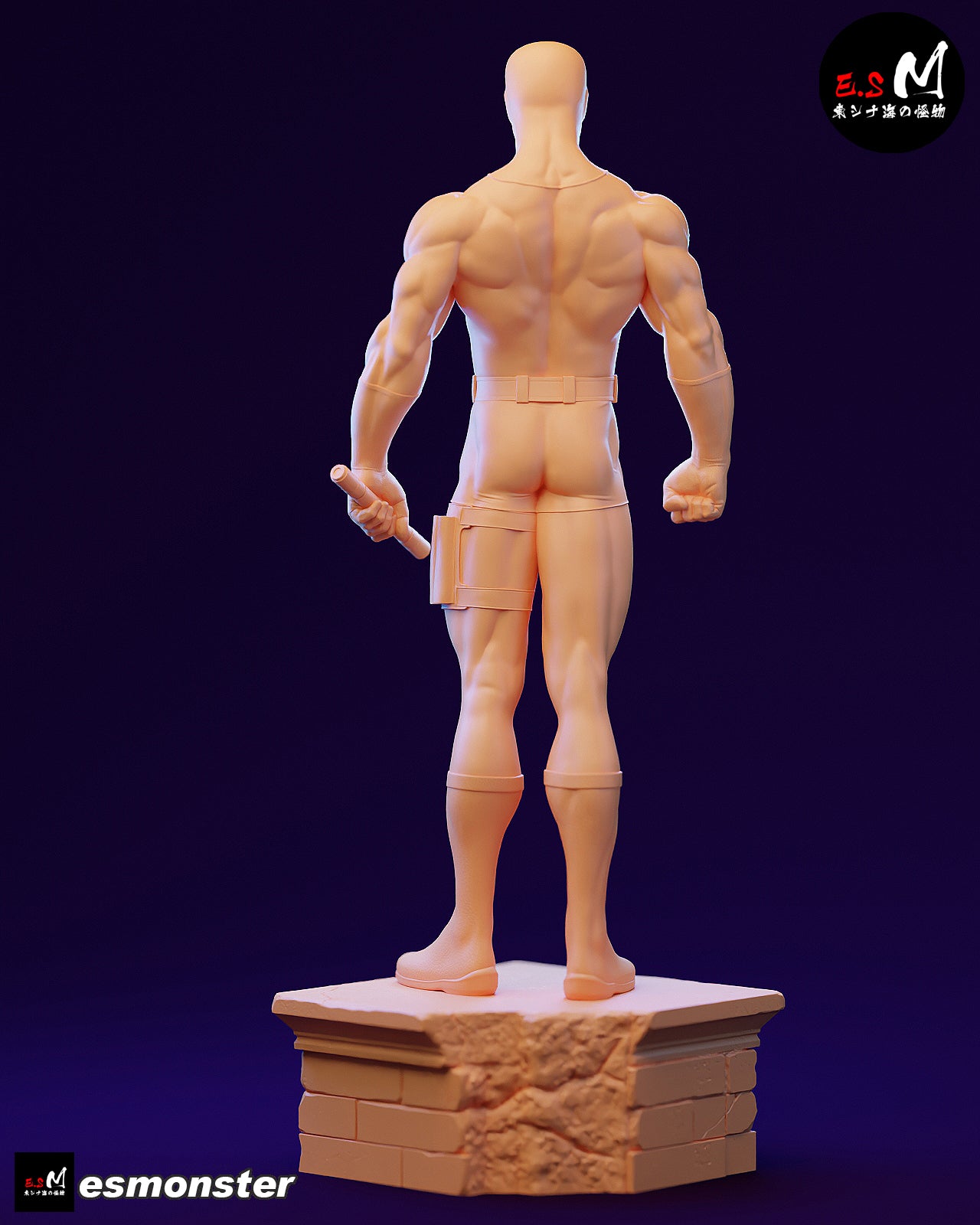 Daredevil rear view Marvel Comics 1:6 scale figure standing on stone pedestal