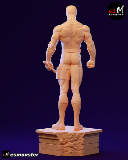 Daredevil rear view Marvel Comics 1:6 scale figure standing on stone pedestal