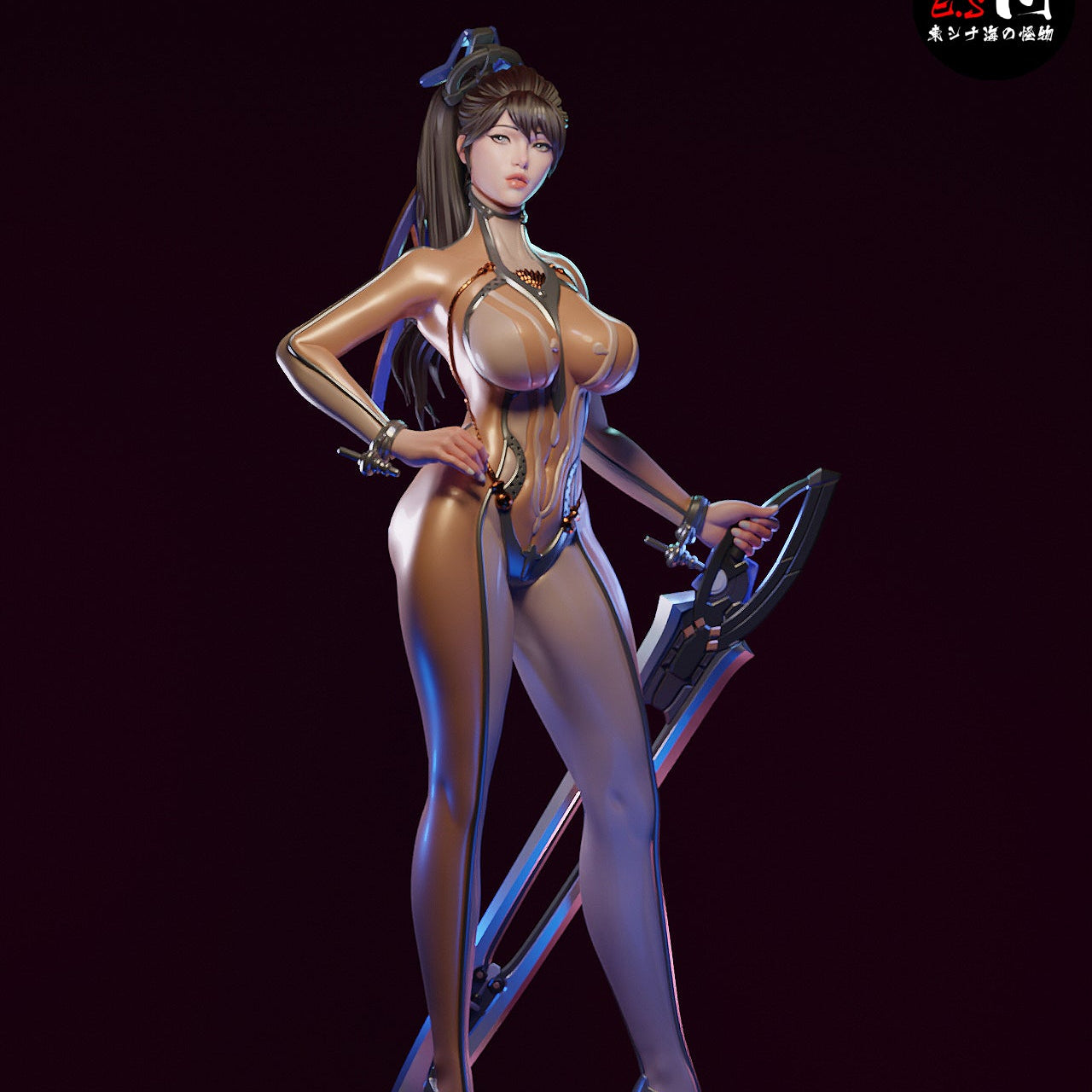 Eve Stellar Blade 1:6 scale figure front view holding oversized sci fi sword