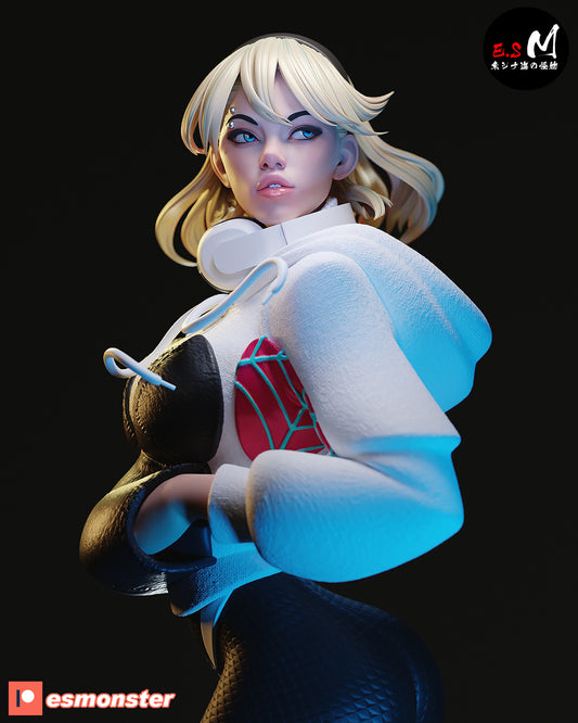Spider-Gwen alternate hairstyle version with headphones and modern outfit, Marvel 1:6 scale collectible.