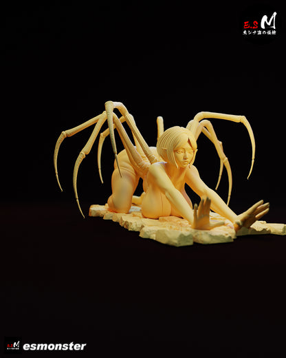 Spider Demon statue front view – Arachnid succubus statue crawling forward with spider legs arched behind the humanoid body