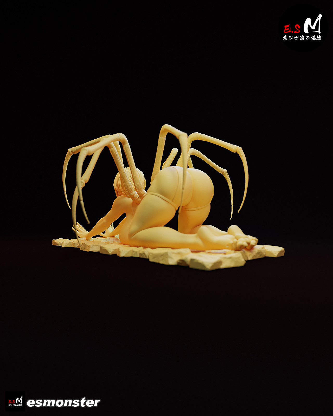 Spider Demon statue rear view – Rear angle highlighting spider abdomen, leg segmentation, and grounded base connection