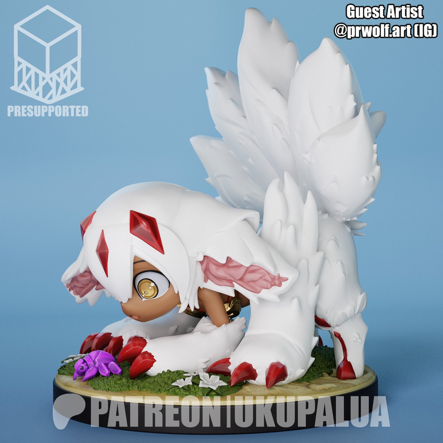 This view highlights Faputa’s low, predatory stance, emphasizing her oversized forearms, clawed hands, and forward-leaning posture. The pose conveys tension and motion, making the figure ideal as a centerpiece display for Made in the Abyss collectors.