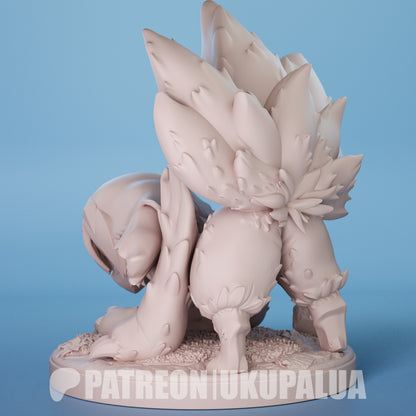 Faputa Made in the Abyss collectible figure back view showing layered tail fur and body detail