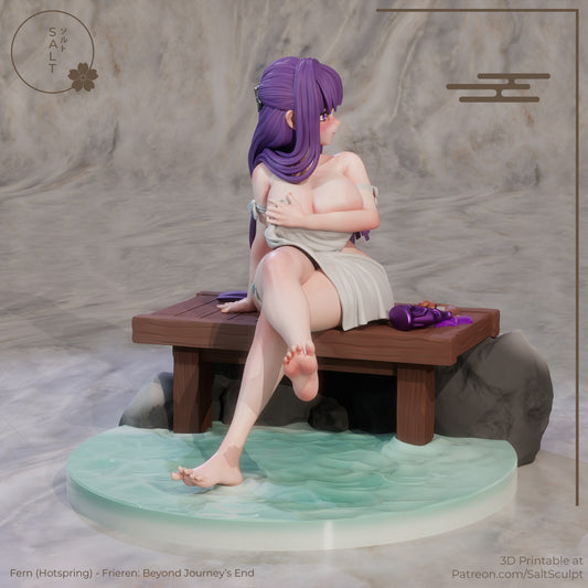 Fern Frieren Beyond Journey’s End 1:7 scale collectible figure seated hot spring front view flowing hair relaxed pose