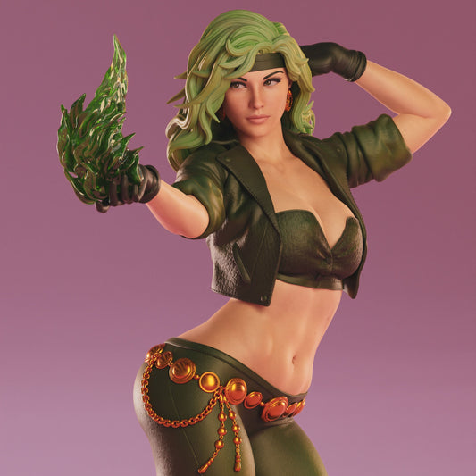 Fire DC Comics 1:4 scale statue close-up of face and torso with flame energy hand effect.