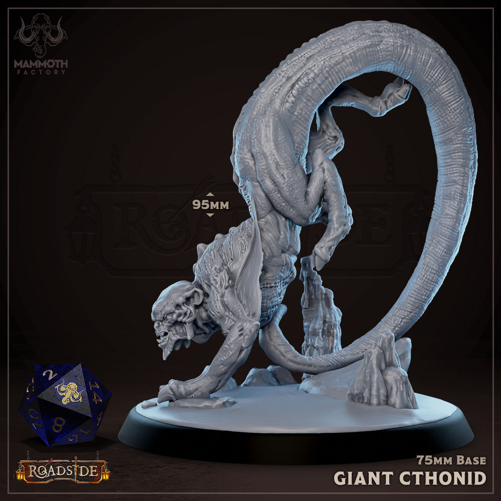 Giant Cthonid miniature featuring an elongated, twisting body, posed in a crouched stance, suitable for D&D or Pathfinder games as a fearsome wretch monster.