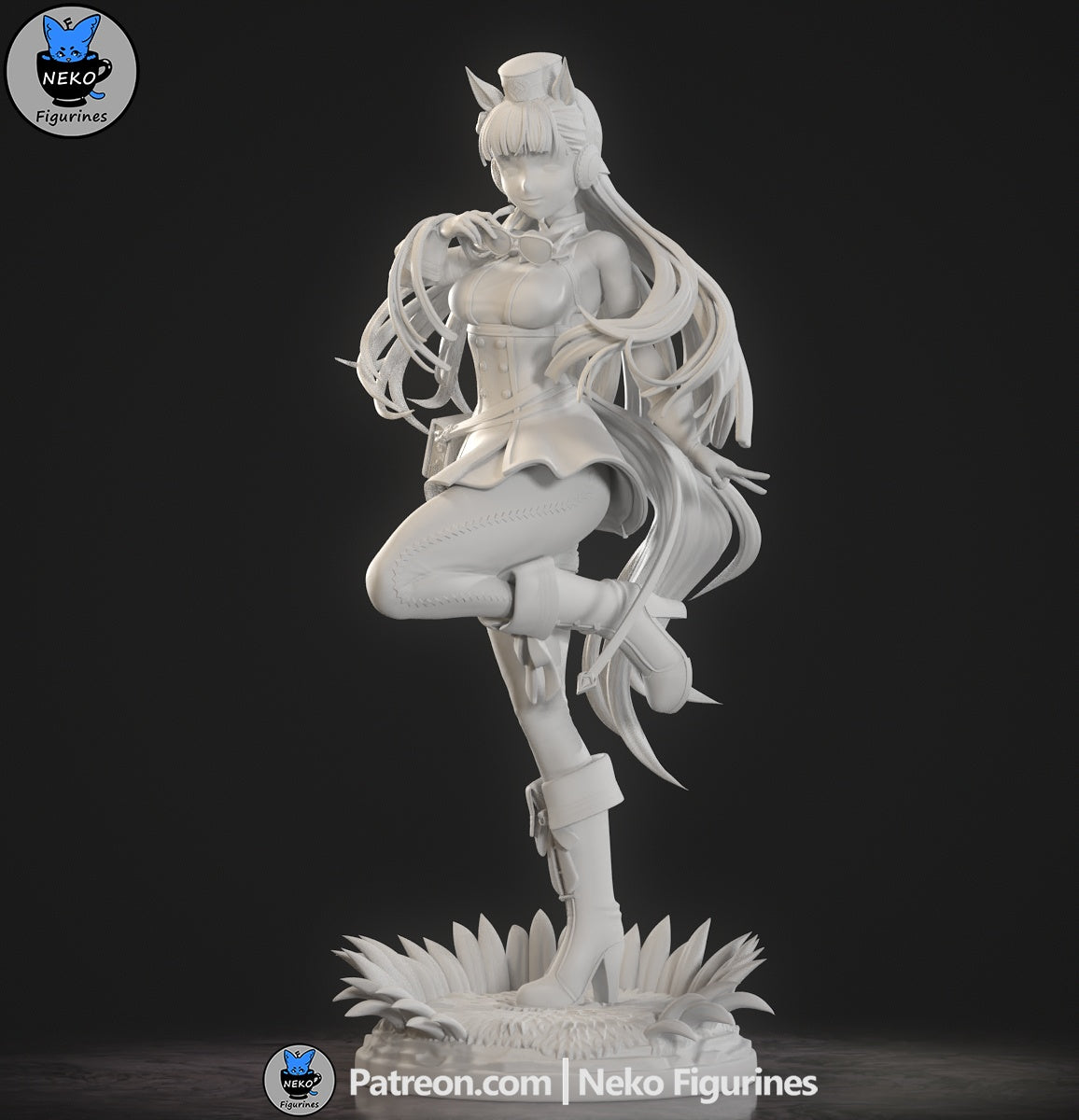 Gold Ship Umamusume 1:7 scale figure front view, anime collectible with detailed outfit and flowing hair