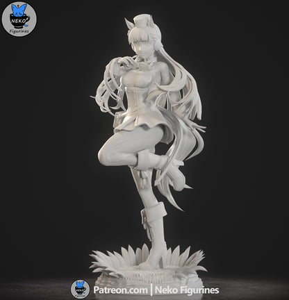 Gold Ship Umamusume 1:7 scale figure front view, anime collectible with detailed outfit and flowing hair