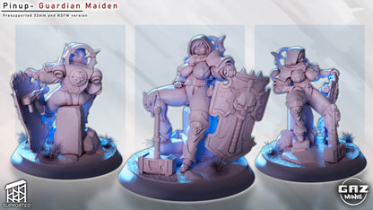 Gray sculpt parts showing topless and clothed options, with armor, shield, hammer, and base pieces separated.