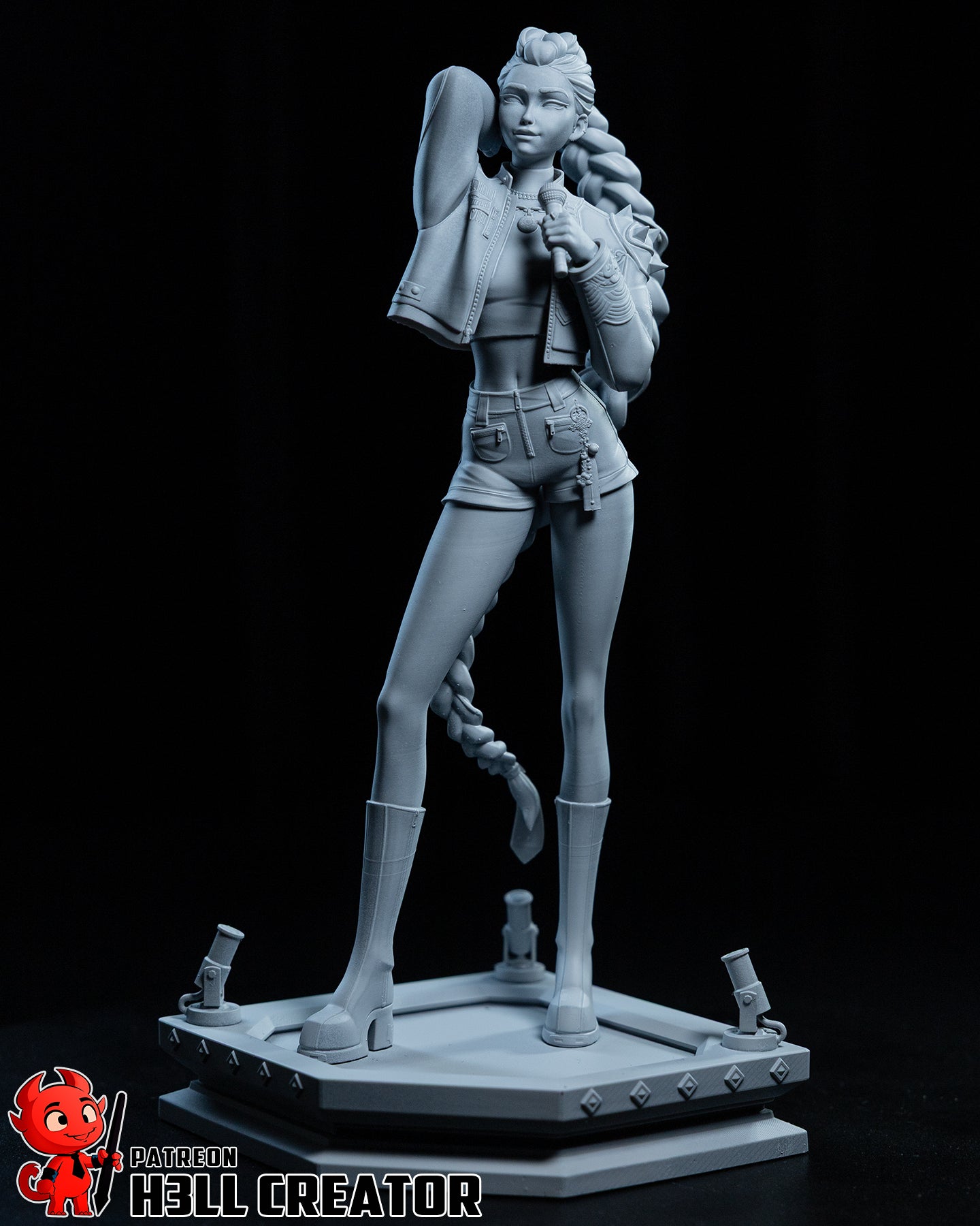 rumi k-pop demon hunters 1:8 scale collectible figure unpainted full body front angle with microphone and jacket