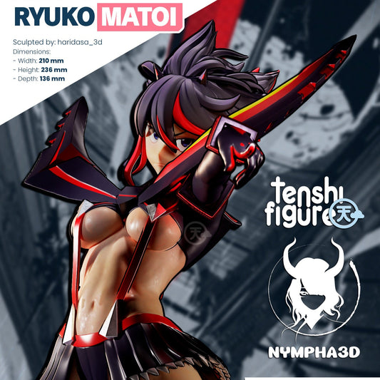 Ryuko Matoi anime collectible close-up of face and Kamui Senketsu battle outfit