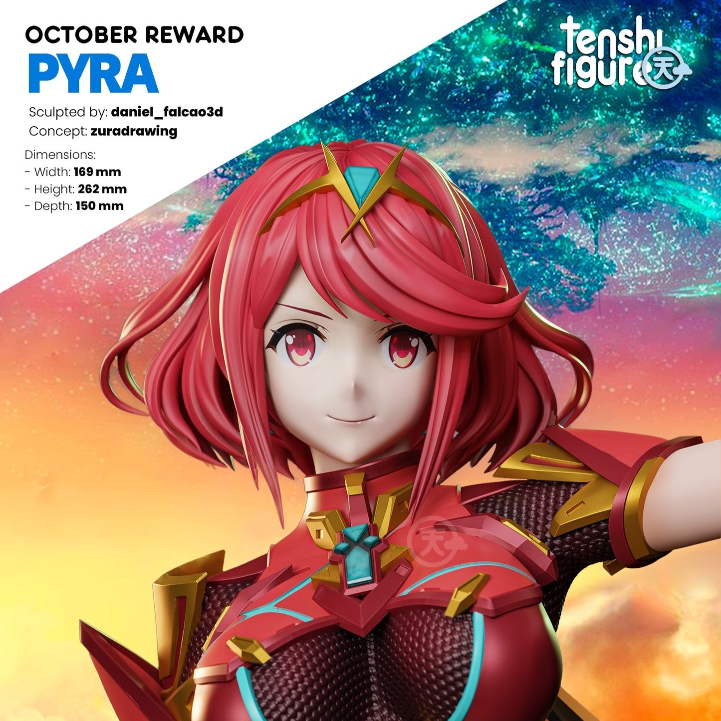 Pyra Xenoblade Chronicles figure close up – detailed face and armor design 1:7 scale collectible by Tenshi Figures
