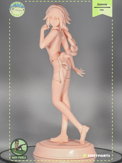 Jeanne d'Arc Fate Grand Order 1:7 resin statue parts breakdown unassembled kit components layout with height width depth dimension reference