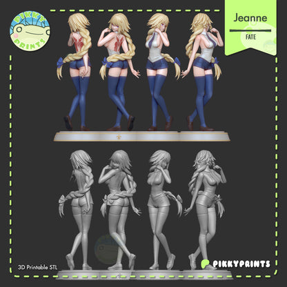 Jeanne d'Arc Fate Grand Order 1:7 scale resin statue full color turnaround and grey sculpt multi-angle render display reference