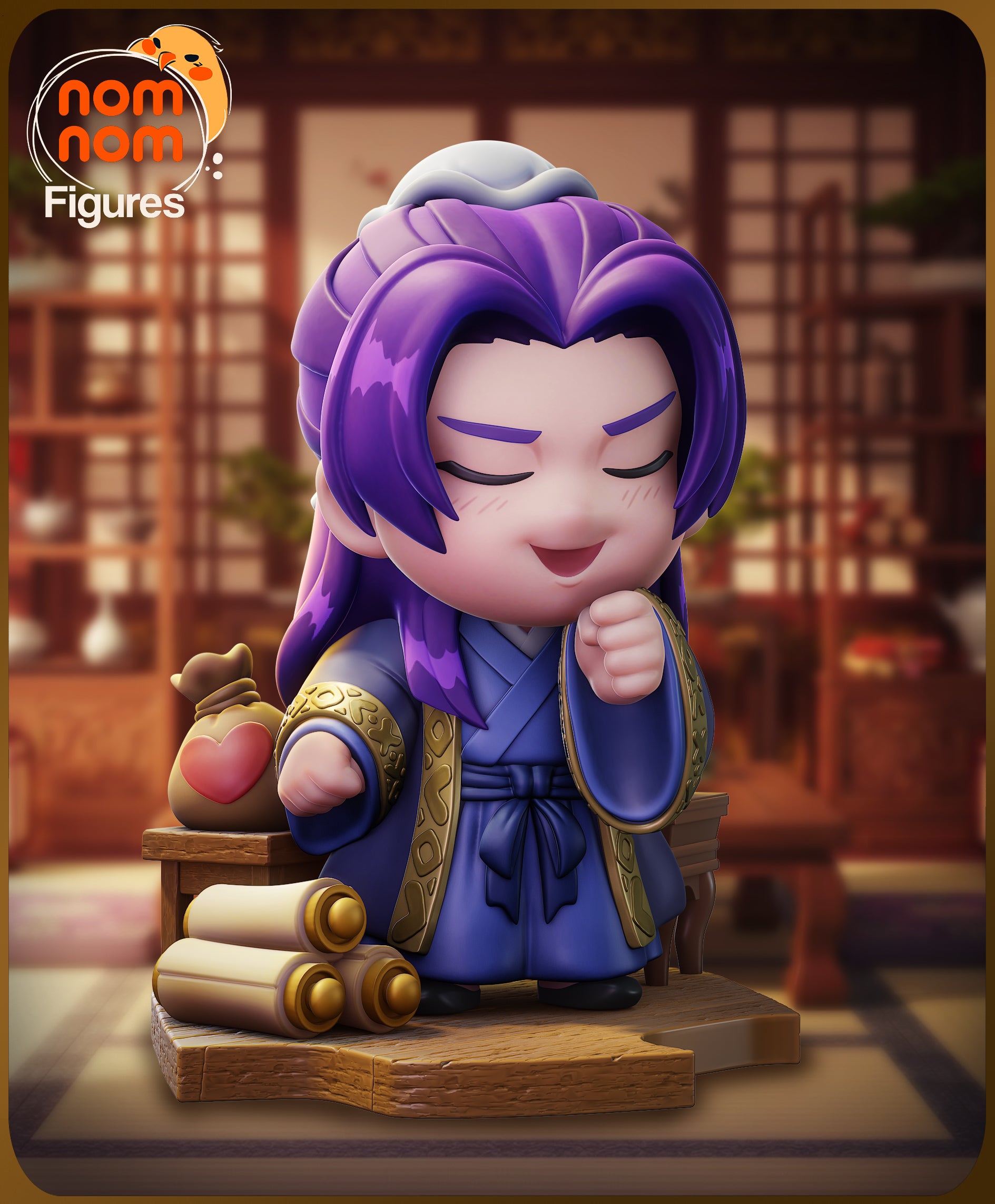 Chibi Jinshi painted chibi collectible figure robes scrolls display