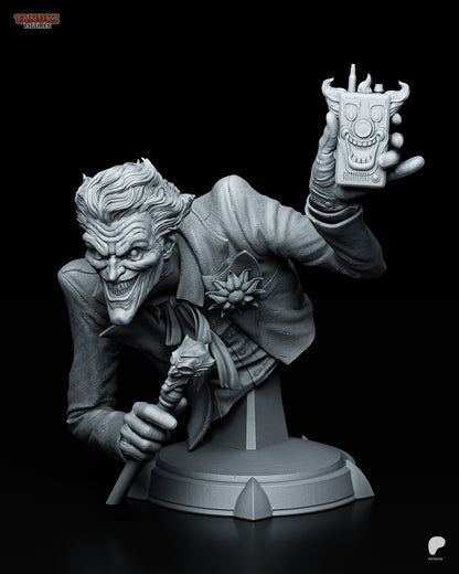 Joker bust collectible holding detonator with sinister grin - DC Comics Batman villain