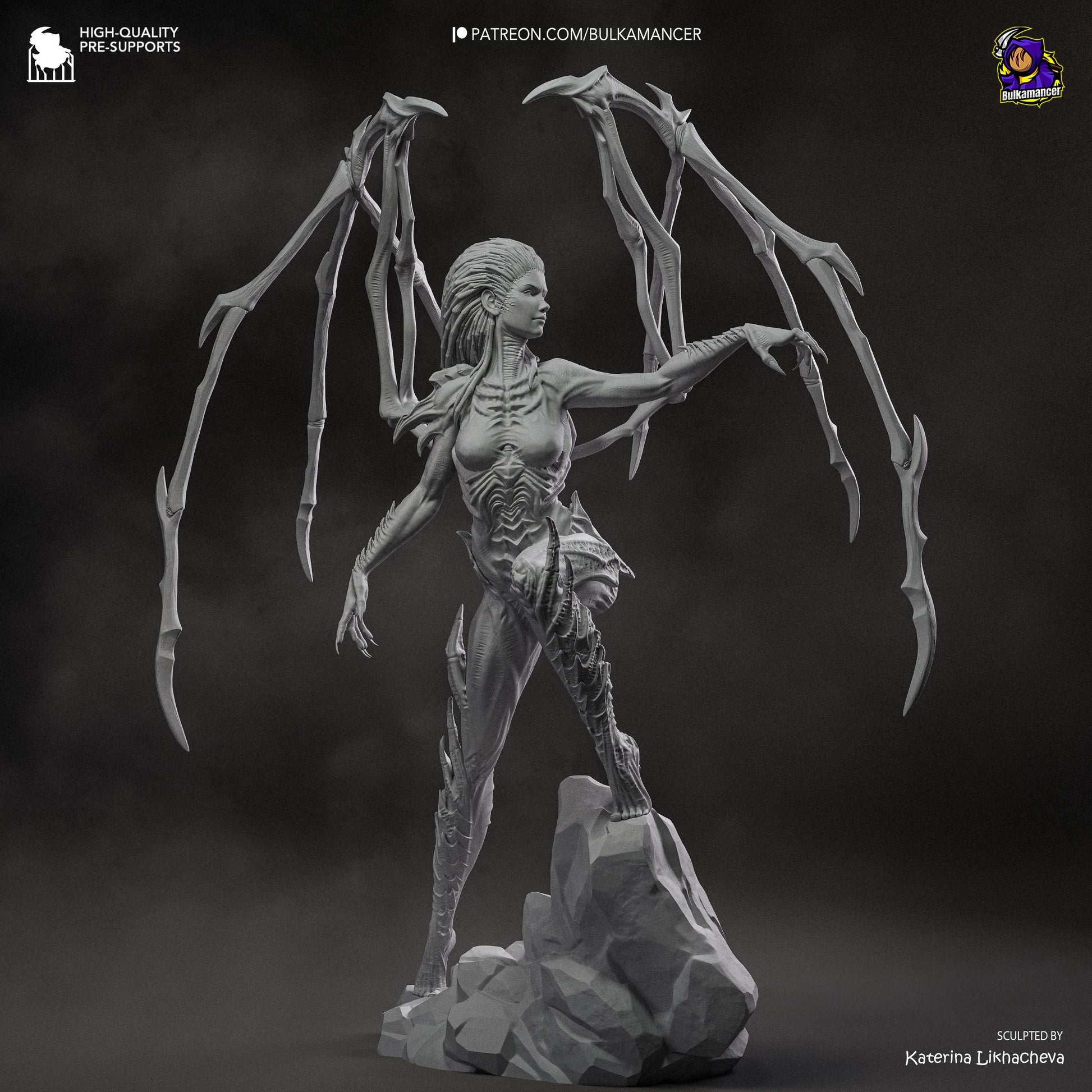 Sarah Kerrigan Queen of Blades 1:8 scale statue grey unpainted sculpt front view