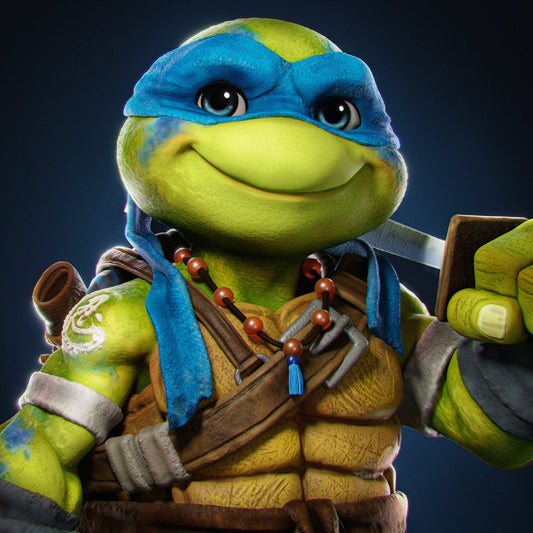 Toon Leonardo Ninja Turtles collectible figure with katanas and blue bandana close-up
