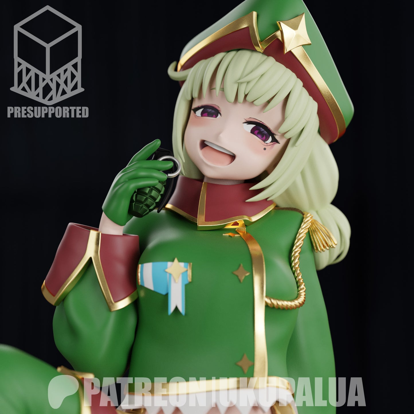 Leopard Mahou Shoujo ni Akogarete 1:7 scale painted close-up bust with mischievous smile and grenade accessory