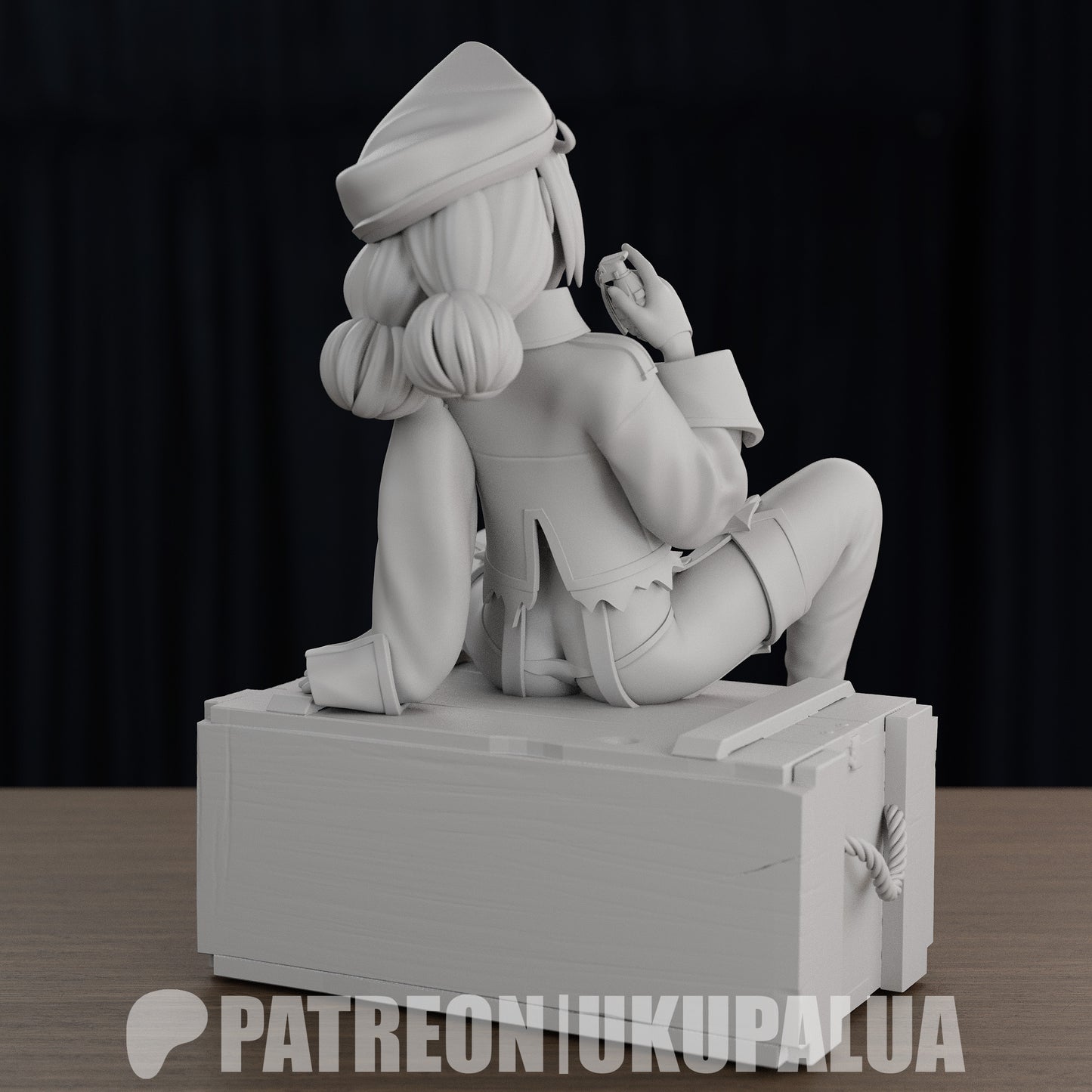 Leopard Mahou Shoujo ni Akogarete 1:7 scale NSFW figure sitting on crate with officer hat and boots