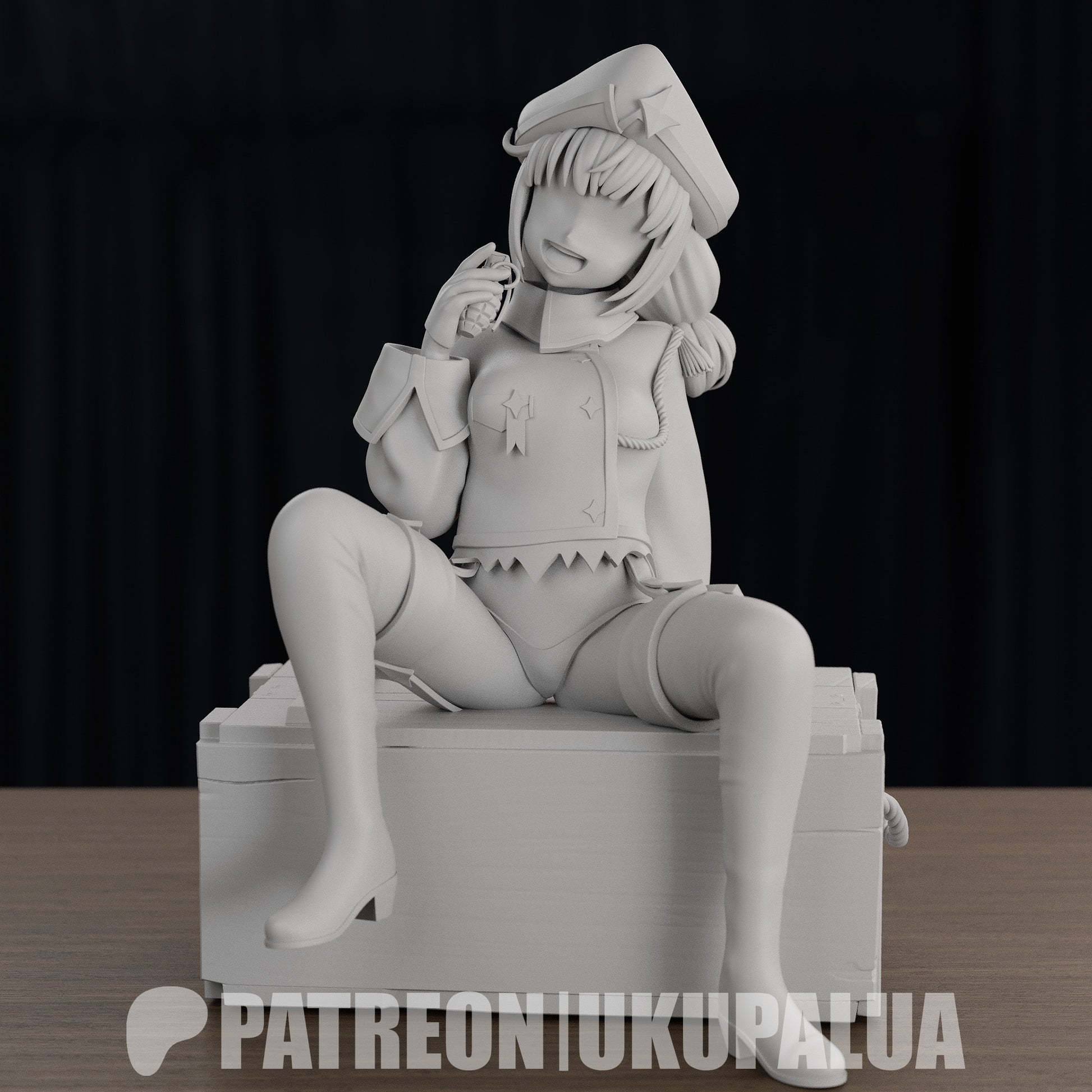 Leopard Mahou Shoujo ni Akogarete 1:7 scale unpainted resin model back view with hat and cape