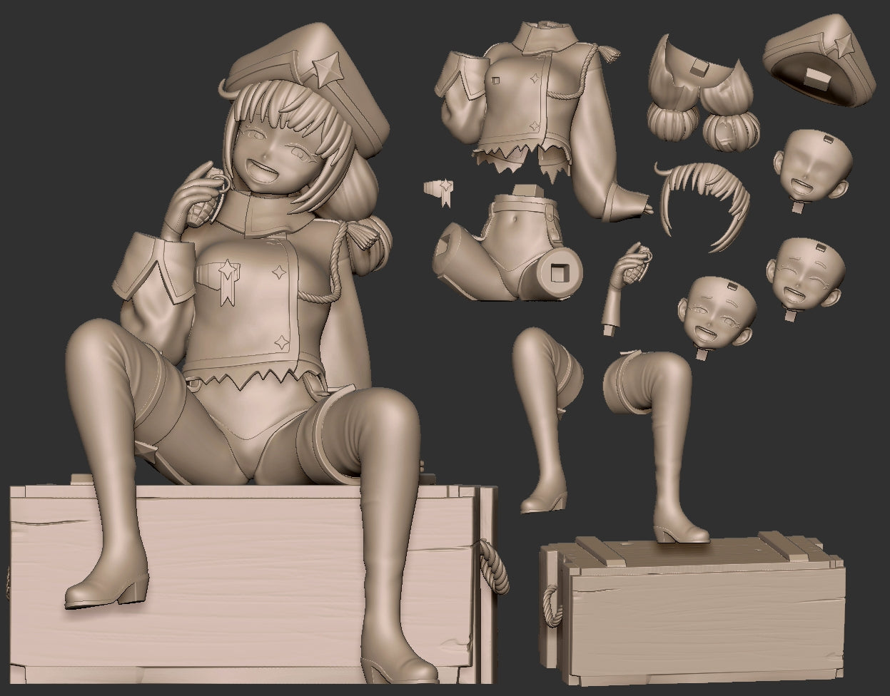 Leopard Mahou Shoujo ni Akogarete exploded parts layout for assembly with multiple face options
