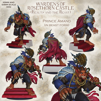 Adam the Beast – Cursed Noble Beast Warrior – Beauty and the Beast Inspired Miniature