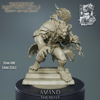 Adam the Beast – Cursed Noble Beast Warrior – Beauty and the Beast Inspired Miniature