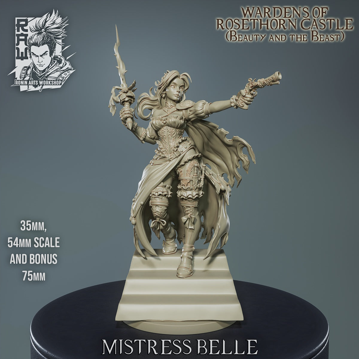 Mistress Belle – Human Noble Duelist / Castle Warden – Beauty and the Beast Inspired Miniatures