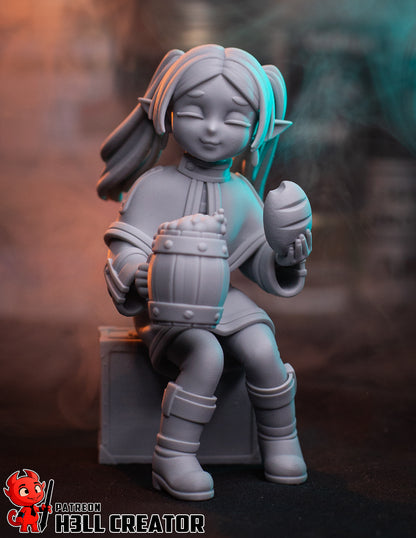 Chibi Frieren 3D printed figure – unpainted resin version anime statue 1:10 scale by H3ll Creator