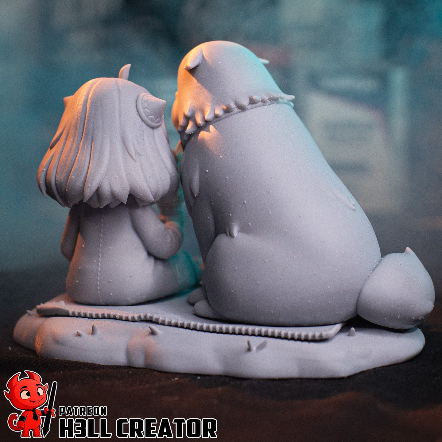 bond forger dog chibi figure licking ice cream picnic scene