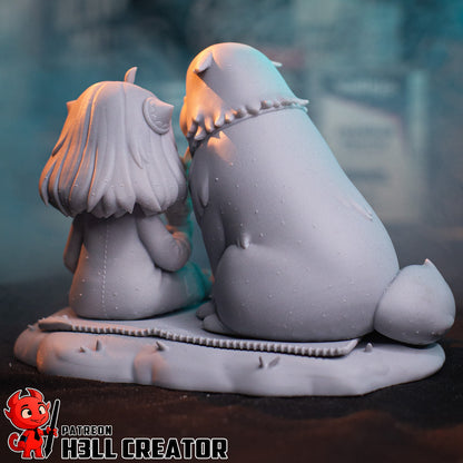 bond forger dog chibi figure licking ice cream picnic scene
