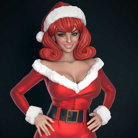 Mrs Claus Mary Jane Marvel 1:4 scale collectible statue front view Santa dress hands on hips