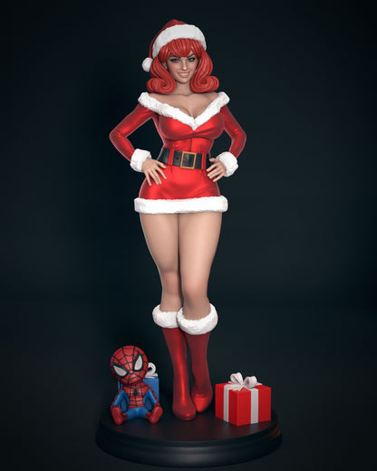 Mary Jane Watson Mrs Claus statue full body Christmas outfit high heels display base