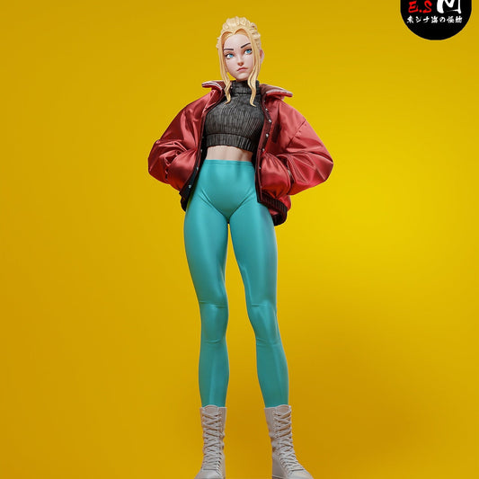 Monkey King 1:6 scale figure painted front pose with jacket, crop top, fitted pants, boots, and stylized display base