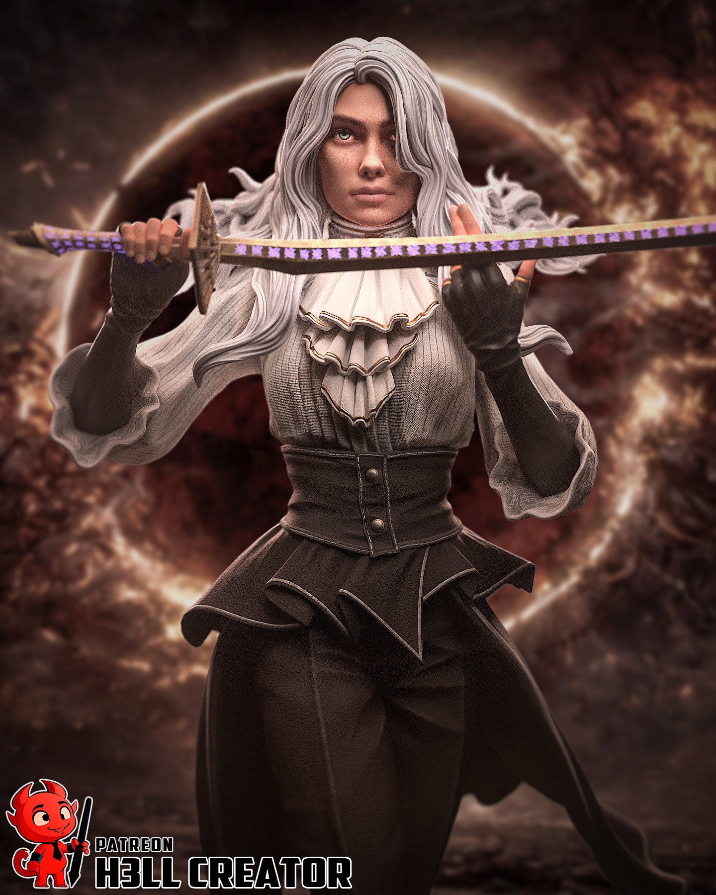 Maelle Expedition 33 collectible figure duelist stance long coat boots