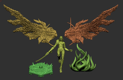 Malenia Goddess of Rot sculpt parts including wings, figure body, and corrupted base components